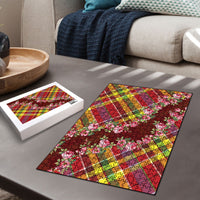 Happy Jounen Kweyol Puzzle Madras Pattern Roses Stylized