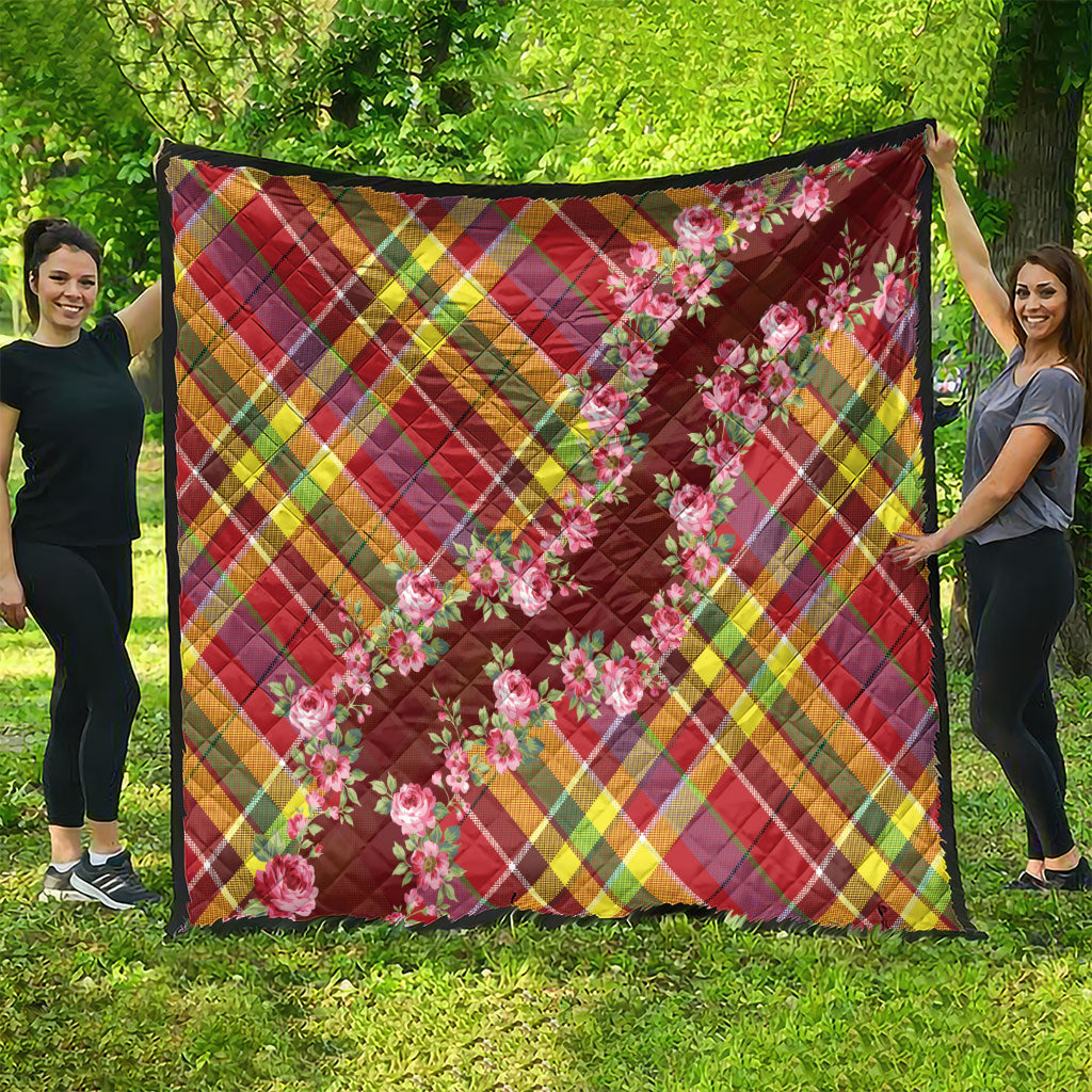 Happy Jounen Kweyol Quilt Madras Pattern Roses Stylized