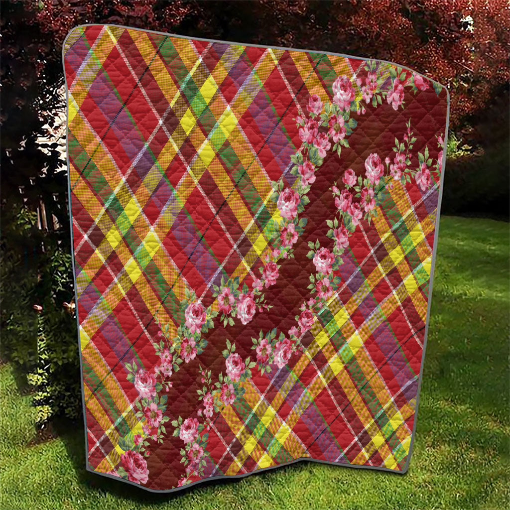 Happy Jounen Kweyol Quilt Madras Pattern Roses Stylized