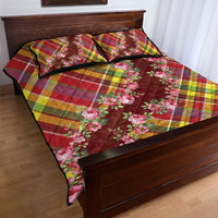 Happy Jounen Kweyol Quilt Bed Set Madras Pattern Roses Stylized
