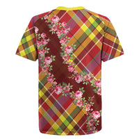 Happy Jounen Kweyol Rugby Jersey Madras Pattern Roses Stylized
