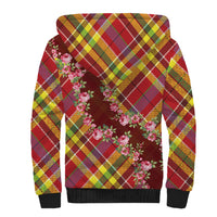 Happy Jounen Kweyol Sherpa Hoodie Madras Pattern Roses Stylized