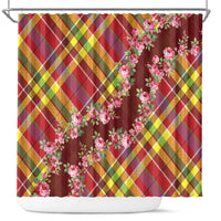 Happy Jounen Kweyol Shower Curtain Madras Pattern Roses Stylized