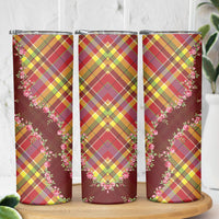 Happy Jounen Kweyol Skinny Tumbler Madras Pattern Roses Stylized