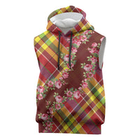 Happy Jounen Kweyol Sleeveless Hoodie Madras Pattern Roses Stylized