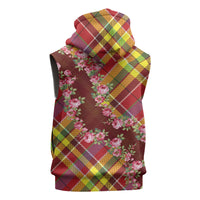 Happy Jounen Kweyol Sleeveless Hoodie Madras Pattern Roses Stylized