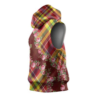 Happy Jounen Kweyol Sleeveless Hoodie Madras Pattern Roses Stylized