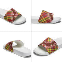 Happy Jounen Kweyol Slide Sandals Madras Pattern Roses Stylized