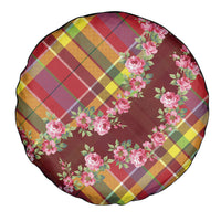 Happy Jounen Kweyol Spare Tire Cover Madras Pattern Roses Stylized
