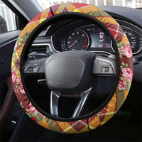 Happy Jounen Kweyol Steering Wheel Cover Madras Pattern Roses Stylized