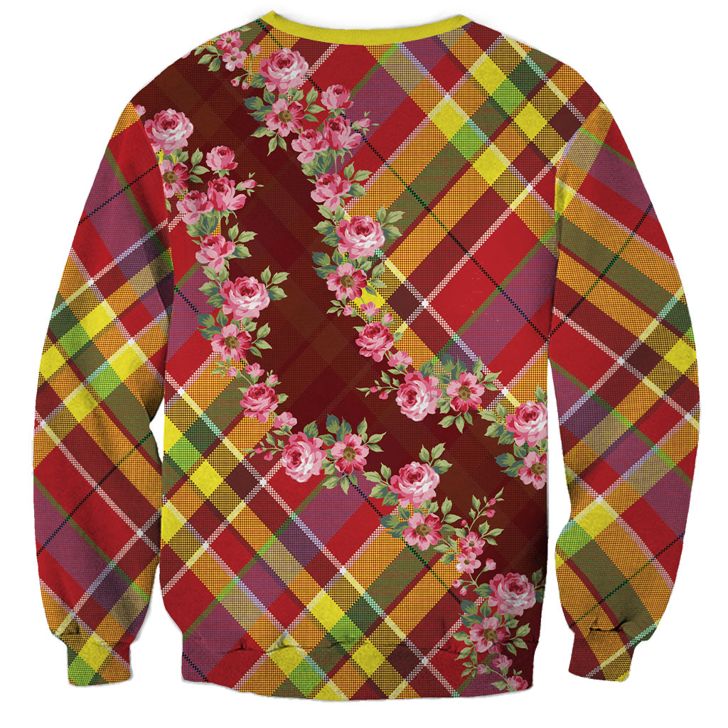 Happy Jounen Kweyol Sweatshirt Madras Pattern Roses Stylized