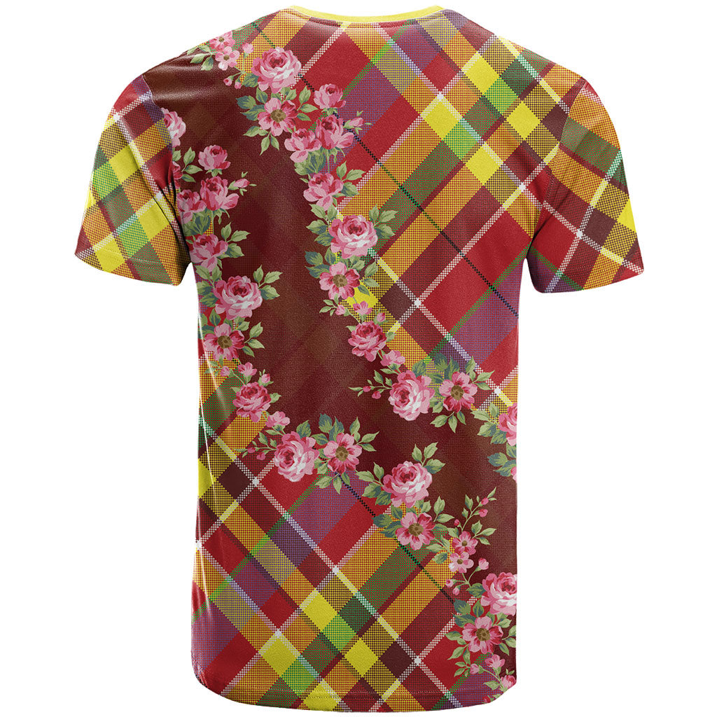 Happy Jounen Kweyol T Shirt Madras Pattern Roses Stylized