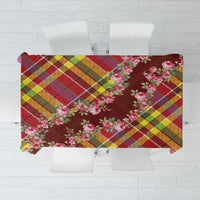 Happy Jounen Kweyol Tablecloth Madras Pattern Roses Stylized
