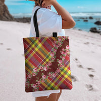 Happy Jounen Kweyol Tote Bag Madras Pattern Roses Stylized