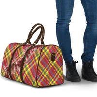 Happy Jounen Kweyol Travel Bag Madras Pattern Roses Stylized