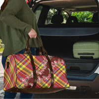 Happy Jounen Kweyol Travel Bag Madras Pattern Roses Stylized