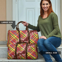 Happy Jounen Kweyol Travel Bag Madras Pattern Roses Stylized