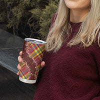 Happy Jounen Kweyol Tumbler Cup Madras Pattern Roses Stylized