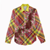 Happy Jounen Kweyol Women Casual Shirt Madras Pattern Roses Stylized
