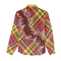 Happy Jounen Kweyol Women Casual Shirt Madras Pattern Roses Stylized