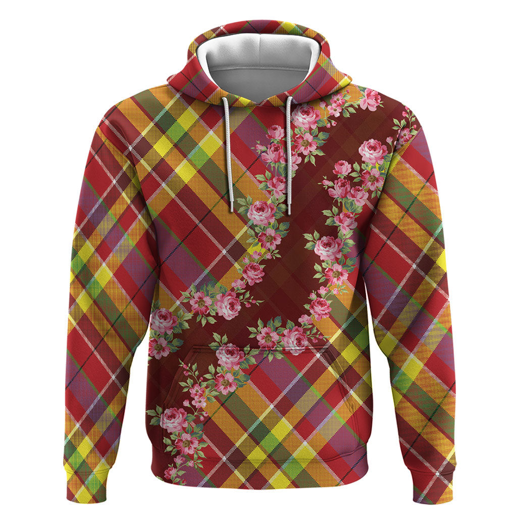 Happy Jounen Kweyol Zip Hoodie Madras Pattern Roses Stylized