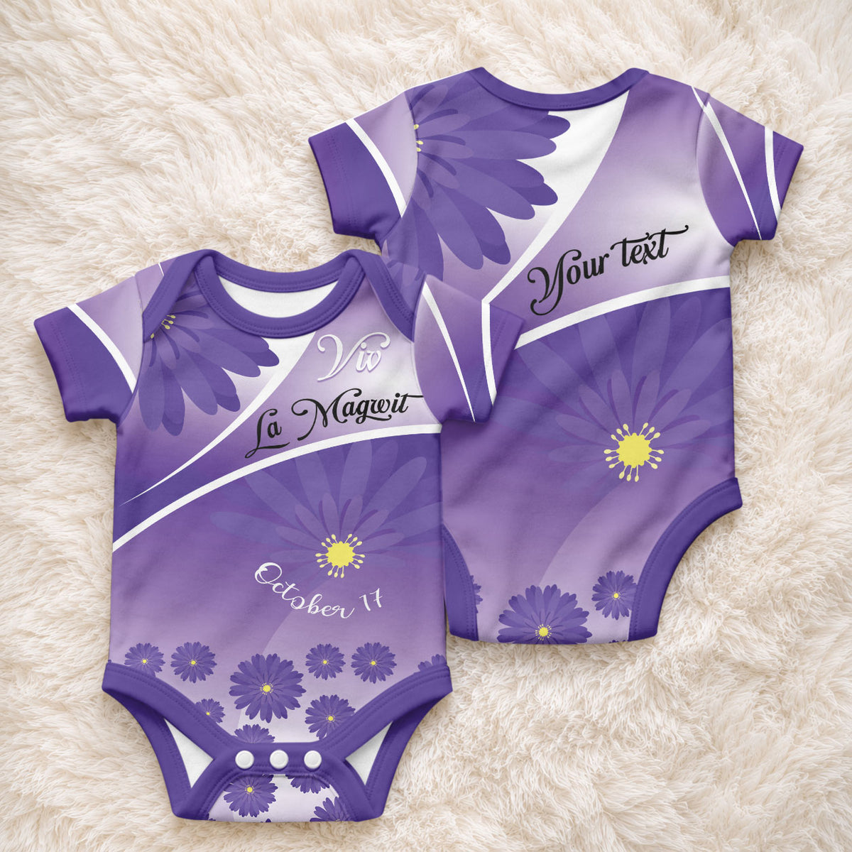 Personalised Saint Lucia La Magewit Baby Onesie La Marguerite Flower