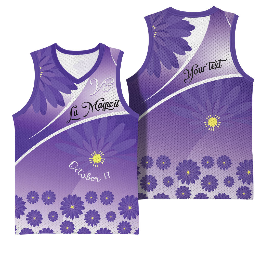 Personalised Saint Lucia La Magewit Basketball Jersey La Marguerite Flower