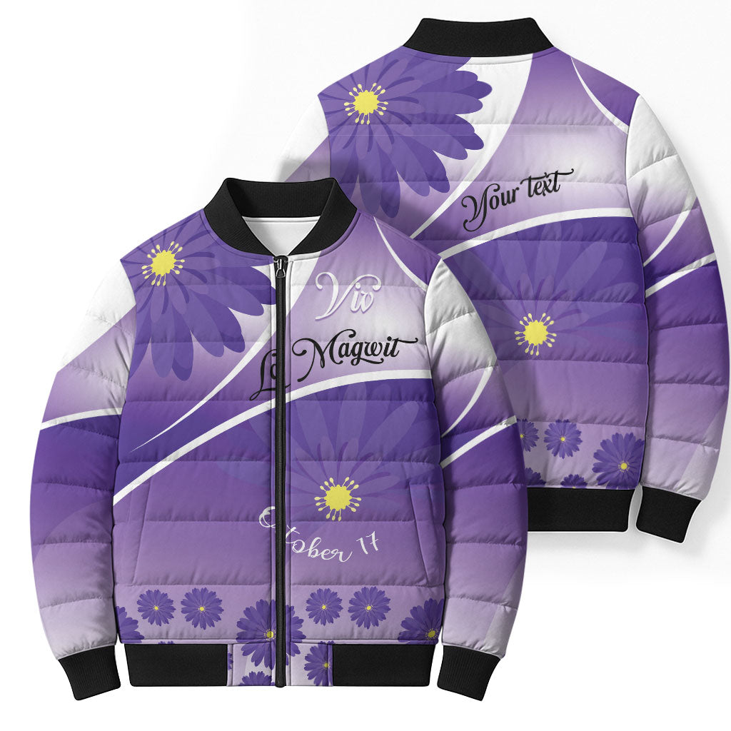 Personalised Saint Lucia La Magewit Bomber Puffer Jacket La Marguerite Flower