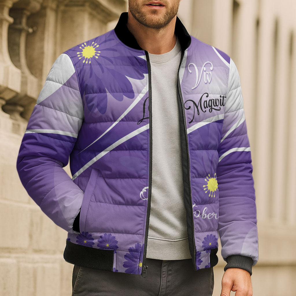 Personalised Saint Lucia La Magewit Bomber Puffer Jacket La Marguerite Flower