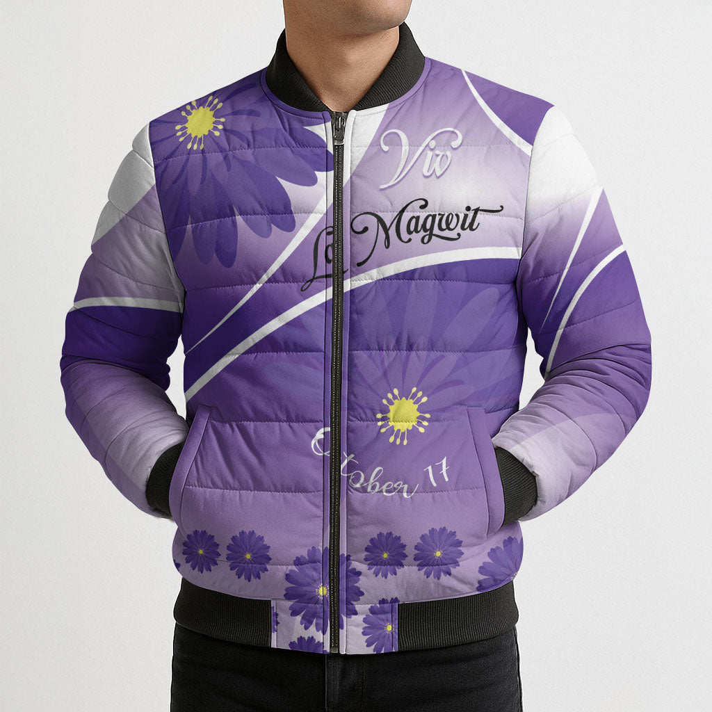 Personalised Saint Lucia La Magewit Bomber Puffer Jacket La Marguerite Flower