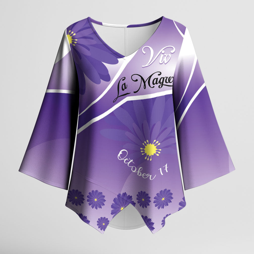 Personalised Saint Lucia La Magewit Kimono Sleeve Blouse La Marguerite Flower