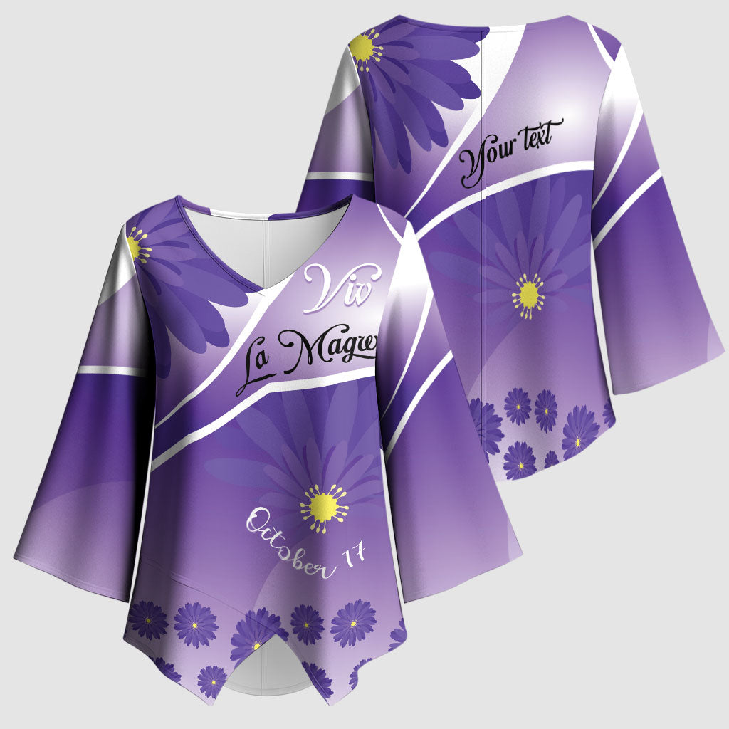 Personalised Saint Lucia La Magewit Kimono Sleeve Blouse La Marguerite Flower