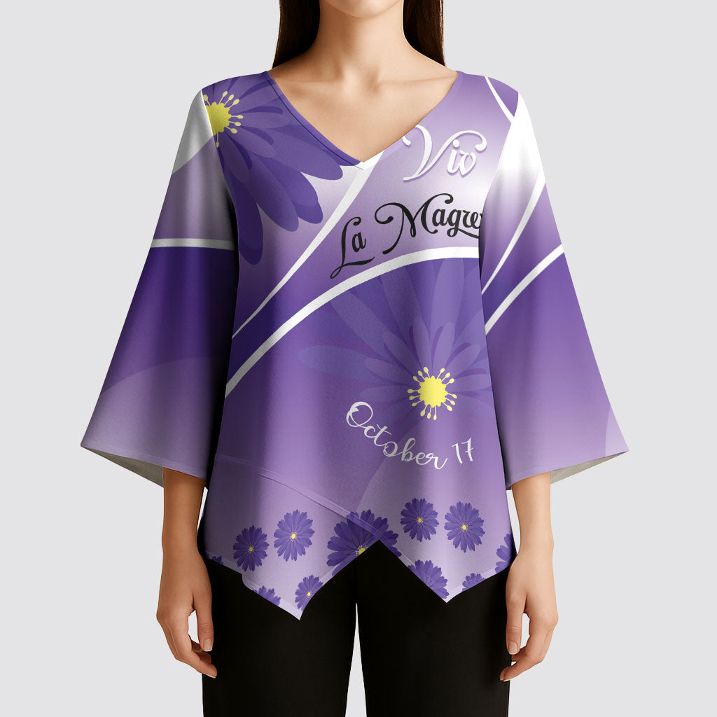 Personalised Saint Lucia La Magewit Kimono Sleeve Blouse La Marguerite Flower