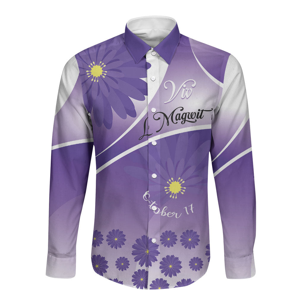 Personalised Saint Lucia La Magewit Long Sleeve Button Shirt La Marguerite Flower