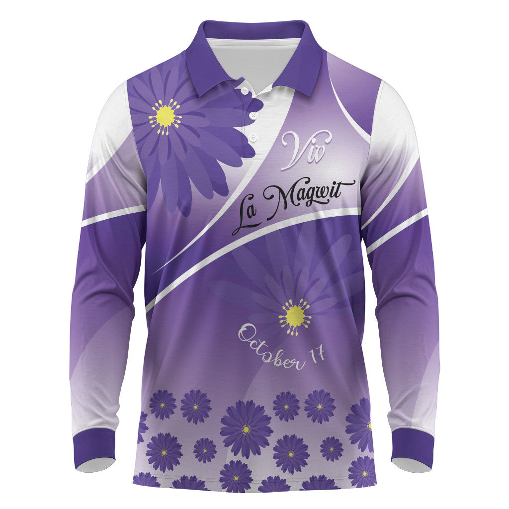 Personalised Saint Lucia La Magewit Long Sleeve Polo Shirt La Marguerite Flower