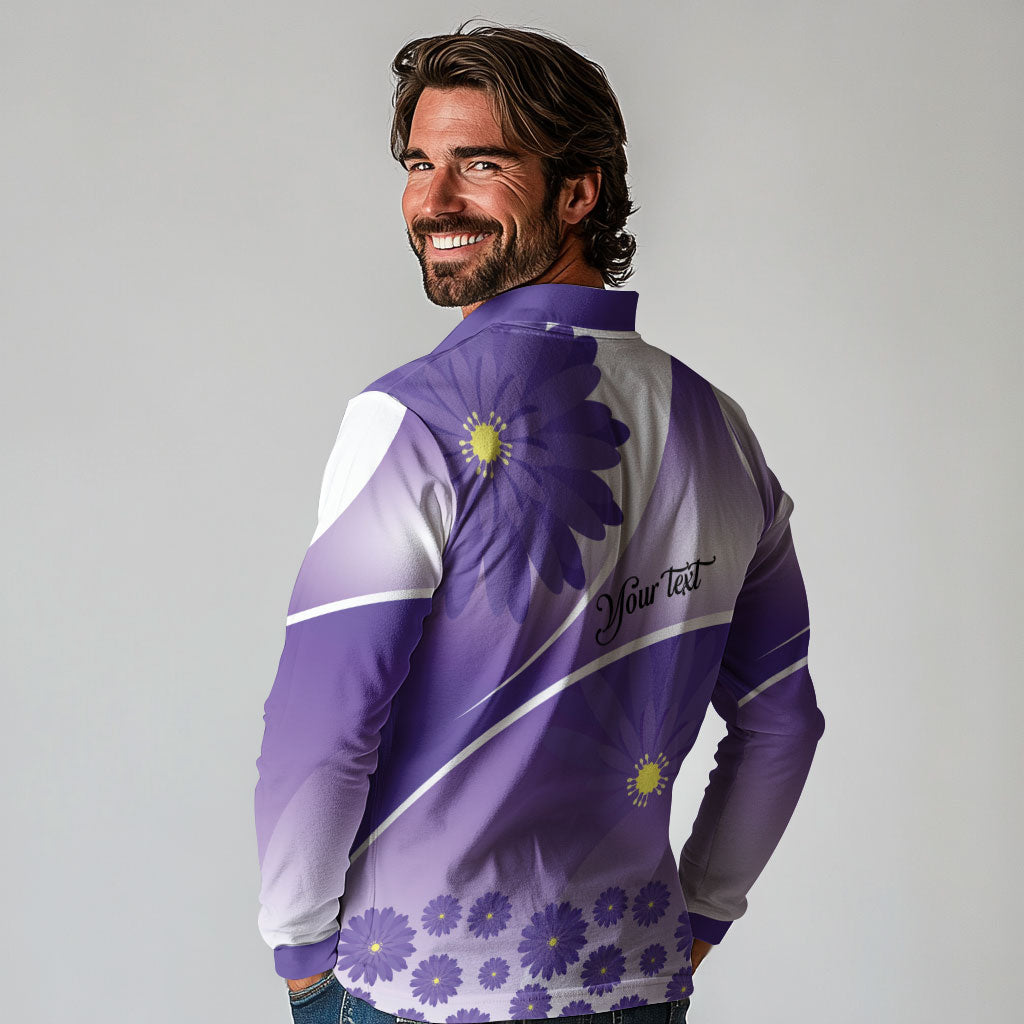 Personalised Saint Lucia La Magewit Long Sleeve Polo Shirt La Marguerite Flower
