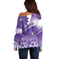 Personalised Saint Lucia La Magewit Off Shoulder Sweater La Marguerite Flower