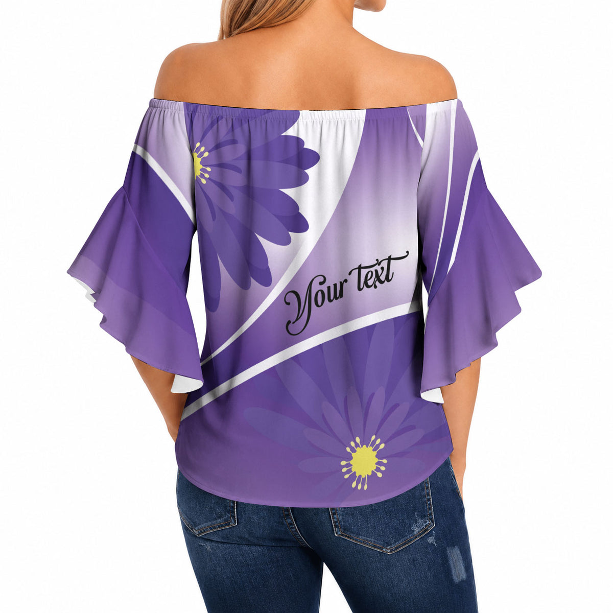 Personalised Saint Lucia La Magewit Off Shoulder Wrap Waist Top La Marguerite Flower