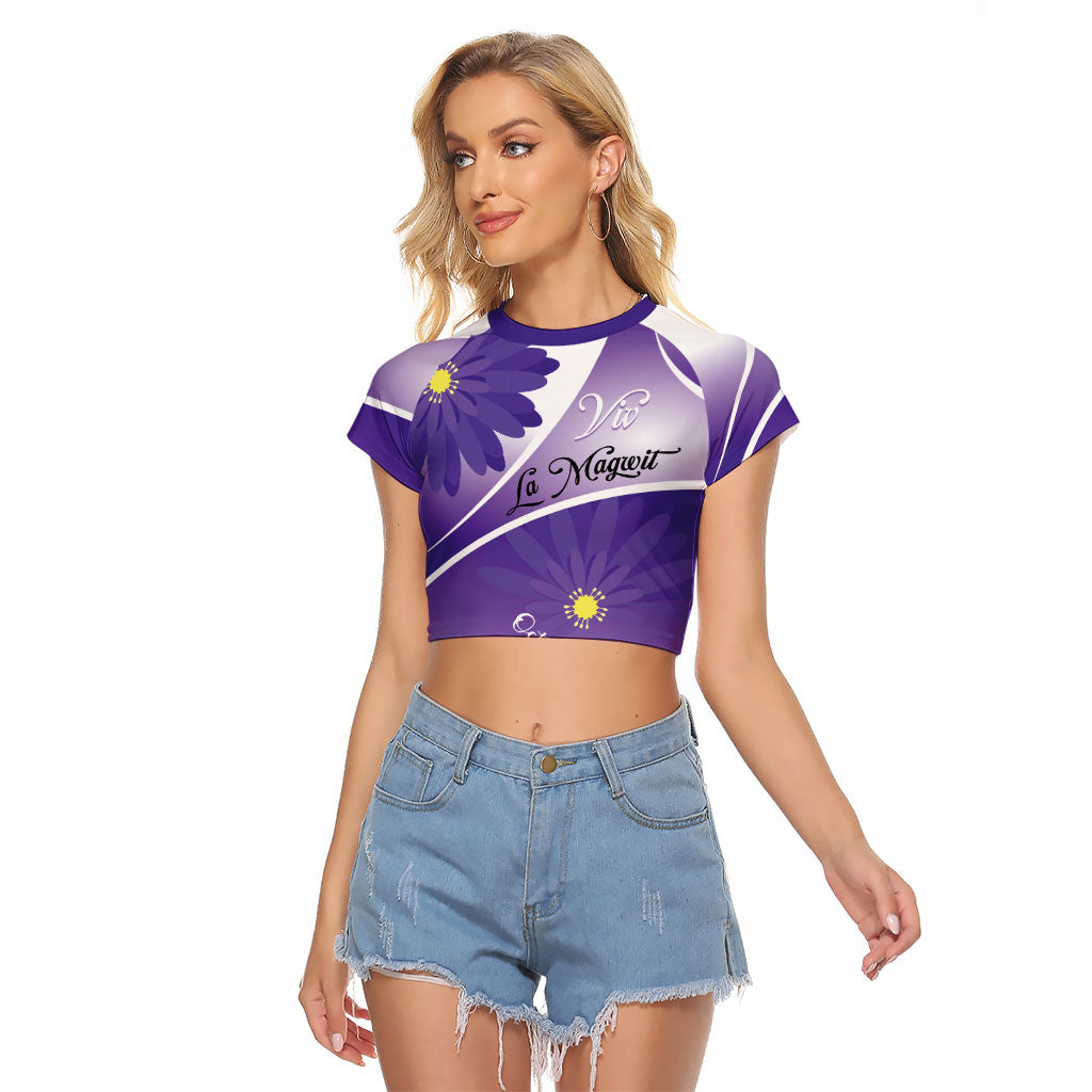 Personalised Saint Lucia La Magewit Raglan Cropped T Shirt La Marguerite Flower