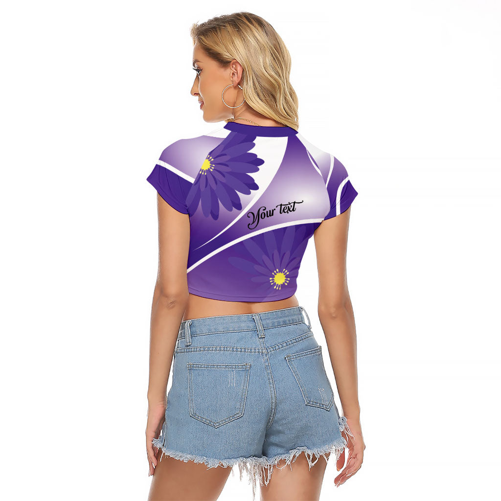Personalised Saint Lucia La Magewit Raglan Cropped T Shirt La Marguerite Flower