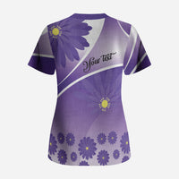 Personalised Saint Lucia La Magewit Scrub Top La Marguerite Flower