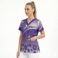 Personalised Saint Lucia La Magewit Scrub Top La Marguerite Flower
