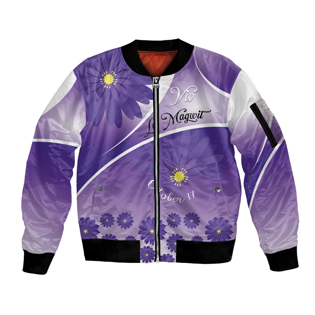 Personalised Saint Lucia La Magewit Sleeve Zip Bomber Jacket La Marguerite Flower