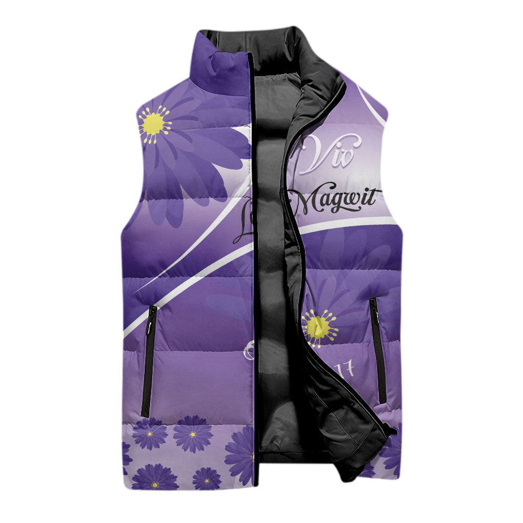Personalised Saint Lucia La Magewit Sleeveless Puffer Jacket La Marguerite Flower