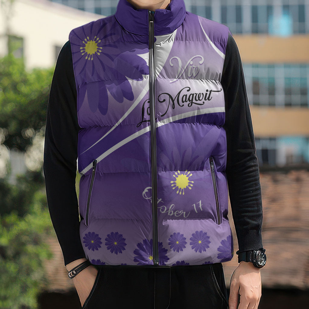 Personalised Saint Lucia La Magewit Sleeveless Puffer Jacket La Marguerite Flower