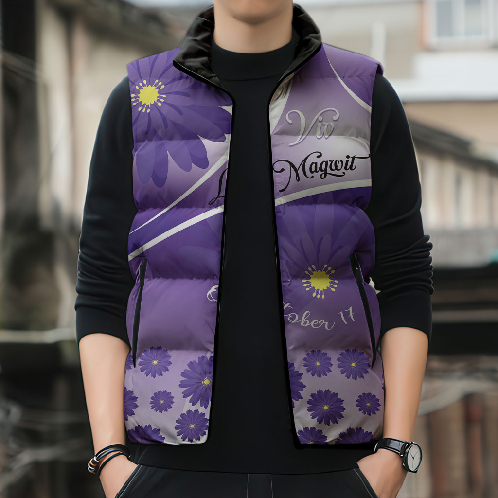 Personalised Saint Lucia La Magewit Sleeveless Puffer Jacket La Marguerite Flower