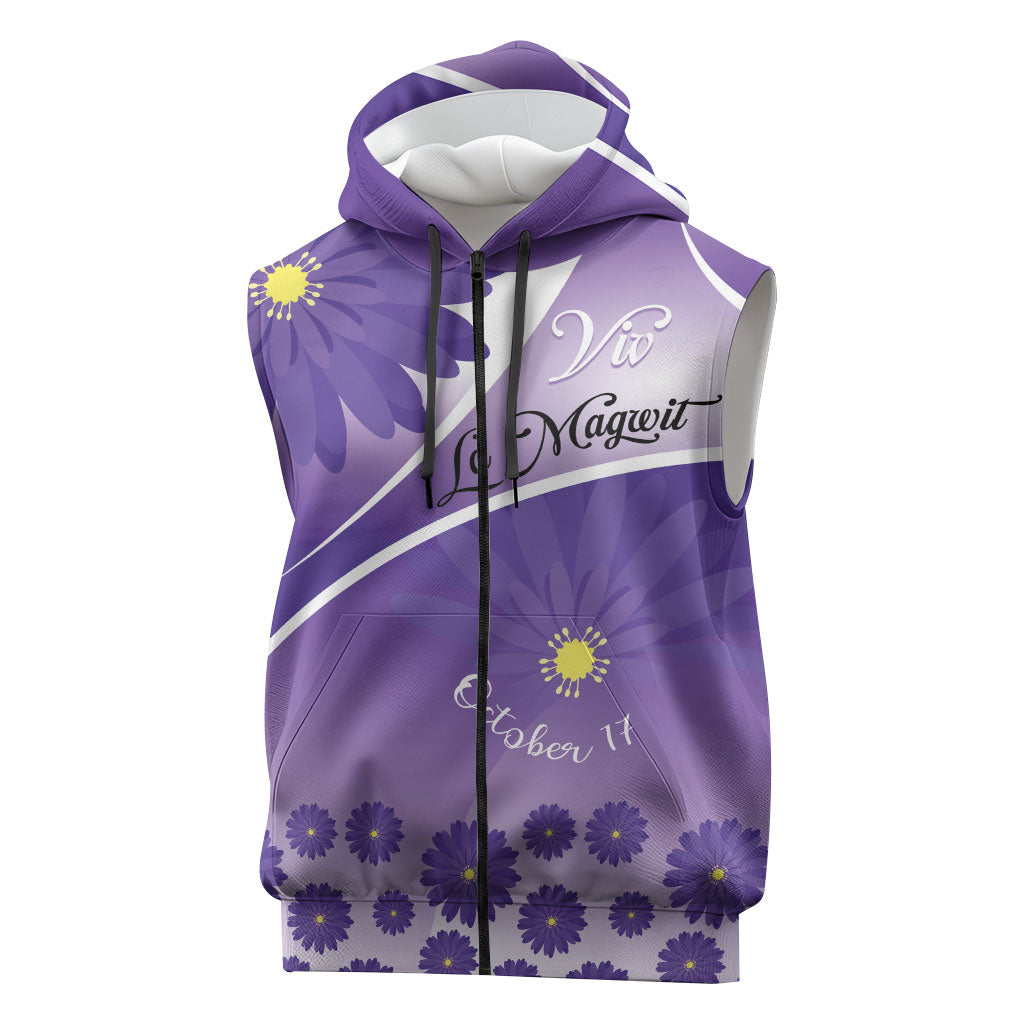 Personalised Saint Lucia La Magewit Sleeveless Zip Hoodie La Marguerite Flower