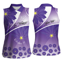 Personalised Saint Lucia La Magewit Women Sleeveless Polo Shirt La Marguerite Flower
