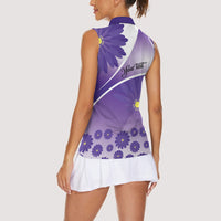 Personalised Saint Lucia La Magewit Women Sleeveless Polo Shirt La Marguerite Flower