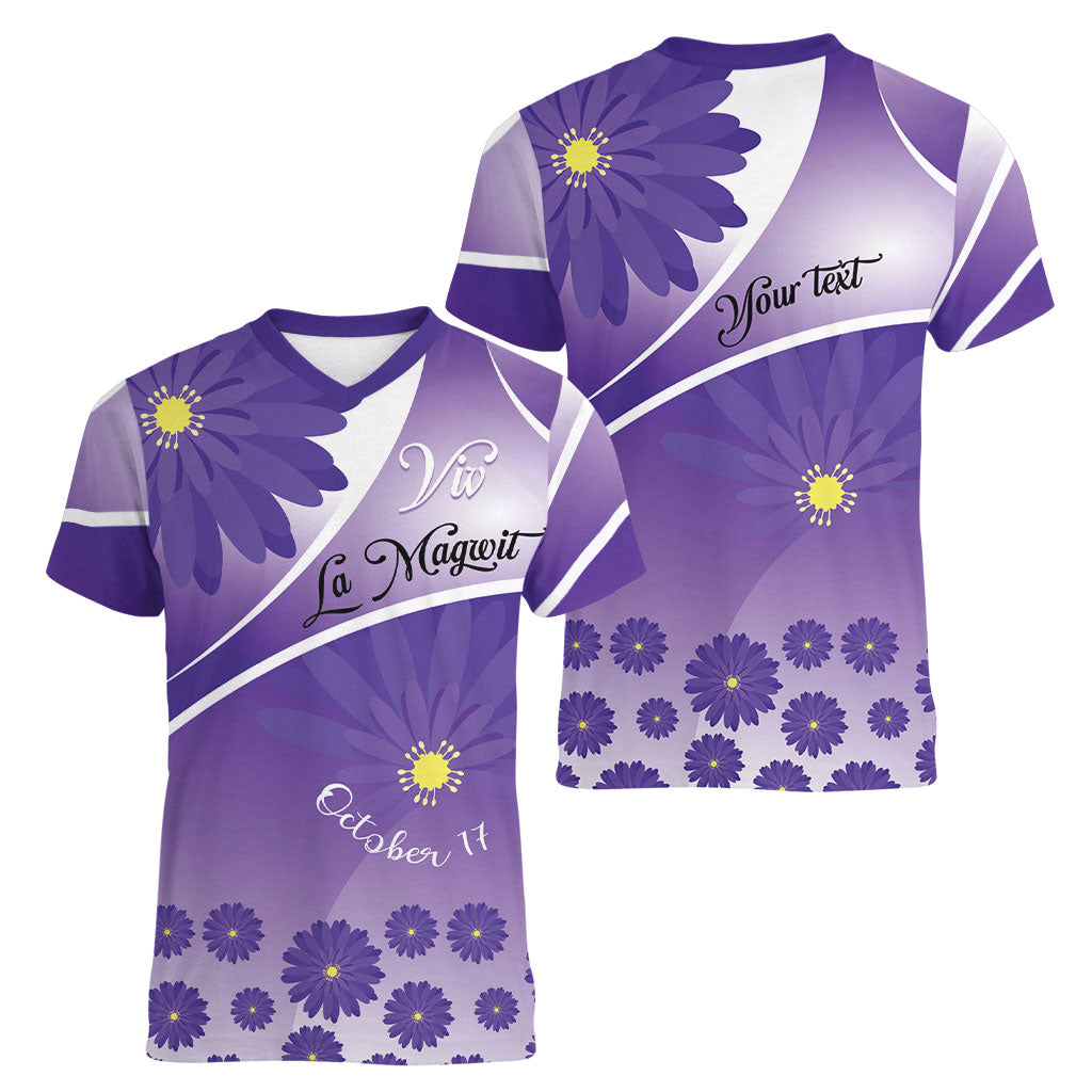 Personalised Saint Lucia La Magewit Women V-Neck T-Shirt La Marguerite Flower